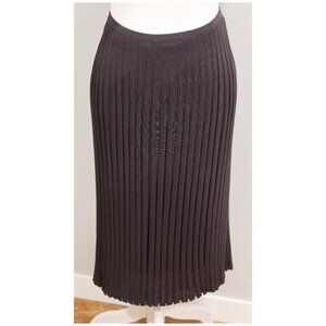 DANA BUCHMAN Black Pleated Pull On, Lined Knit Skirt Size XL, small snag in back